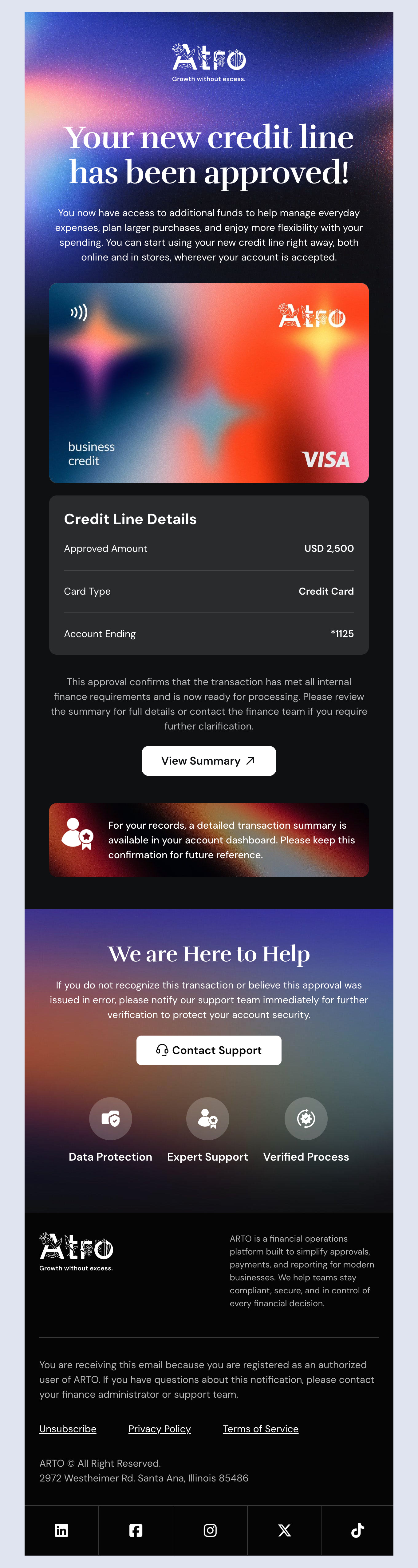 Atro - Finance & Credit Line Approval Email Template