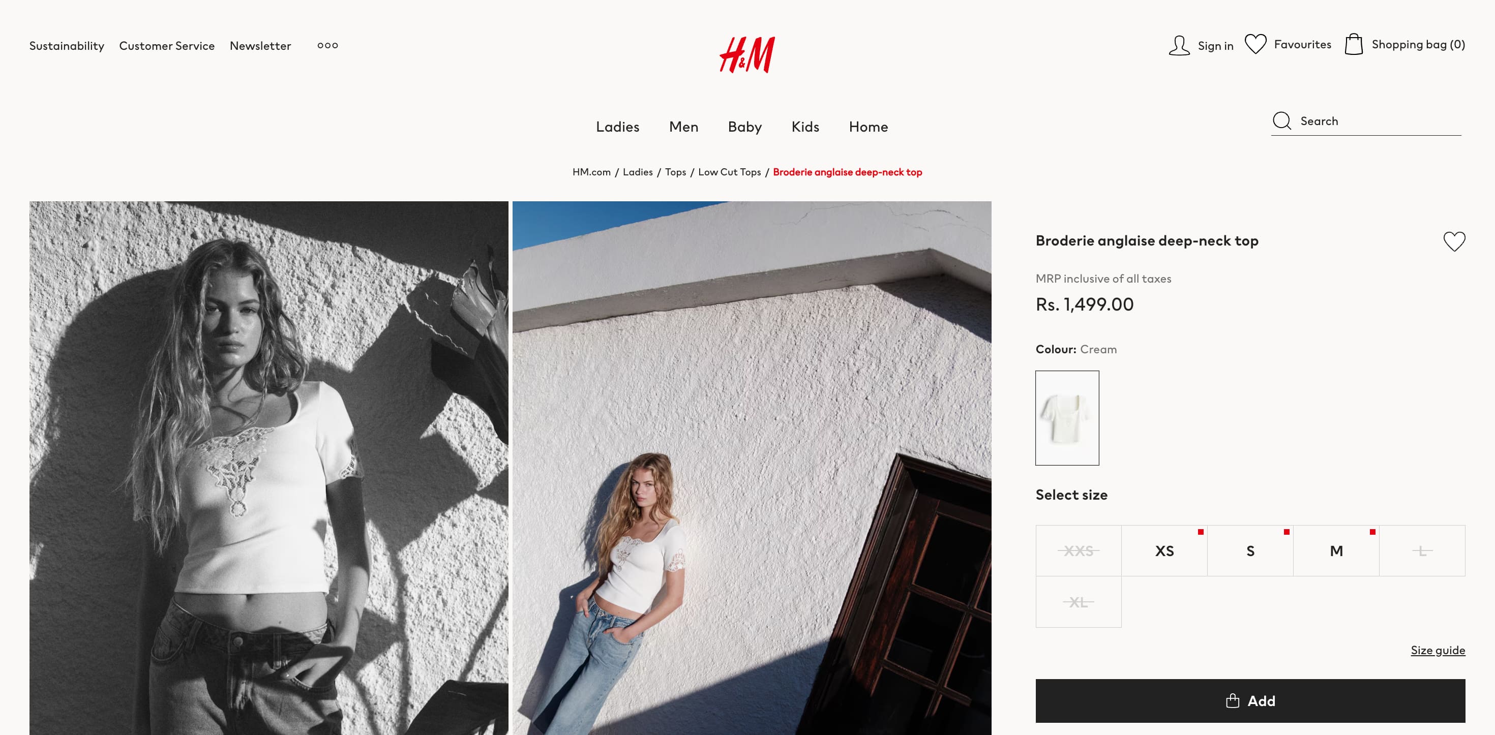 product listing page