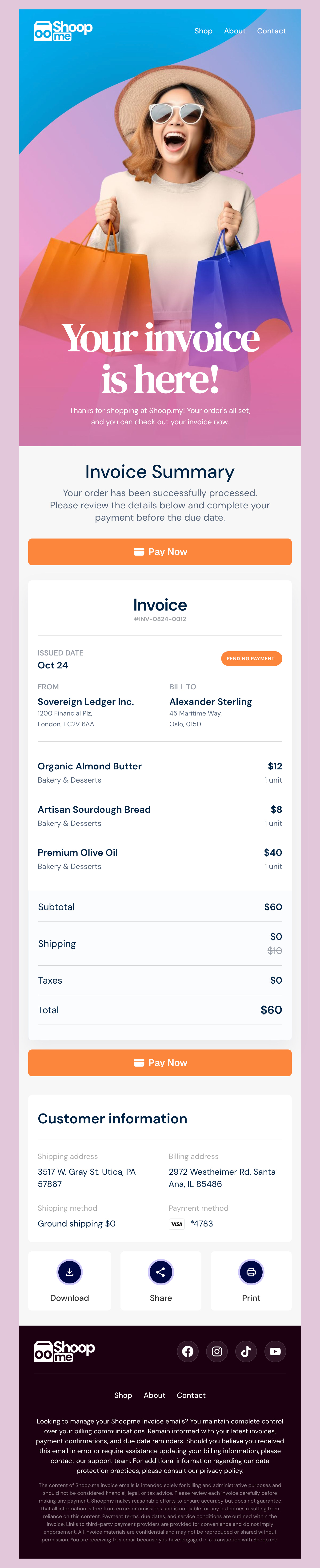 Shoopme - Invoice Email Template for E-Commerce Billing